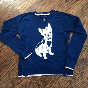 Kids Gap Sweater with French Bulldog Girls Size 10